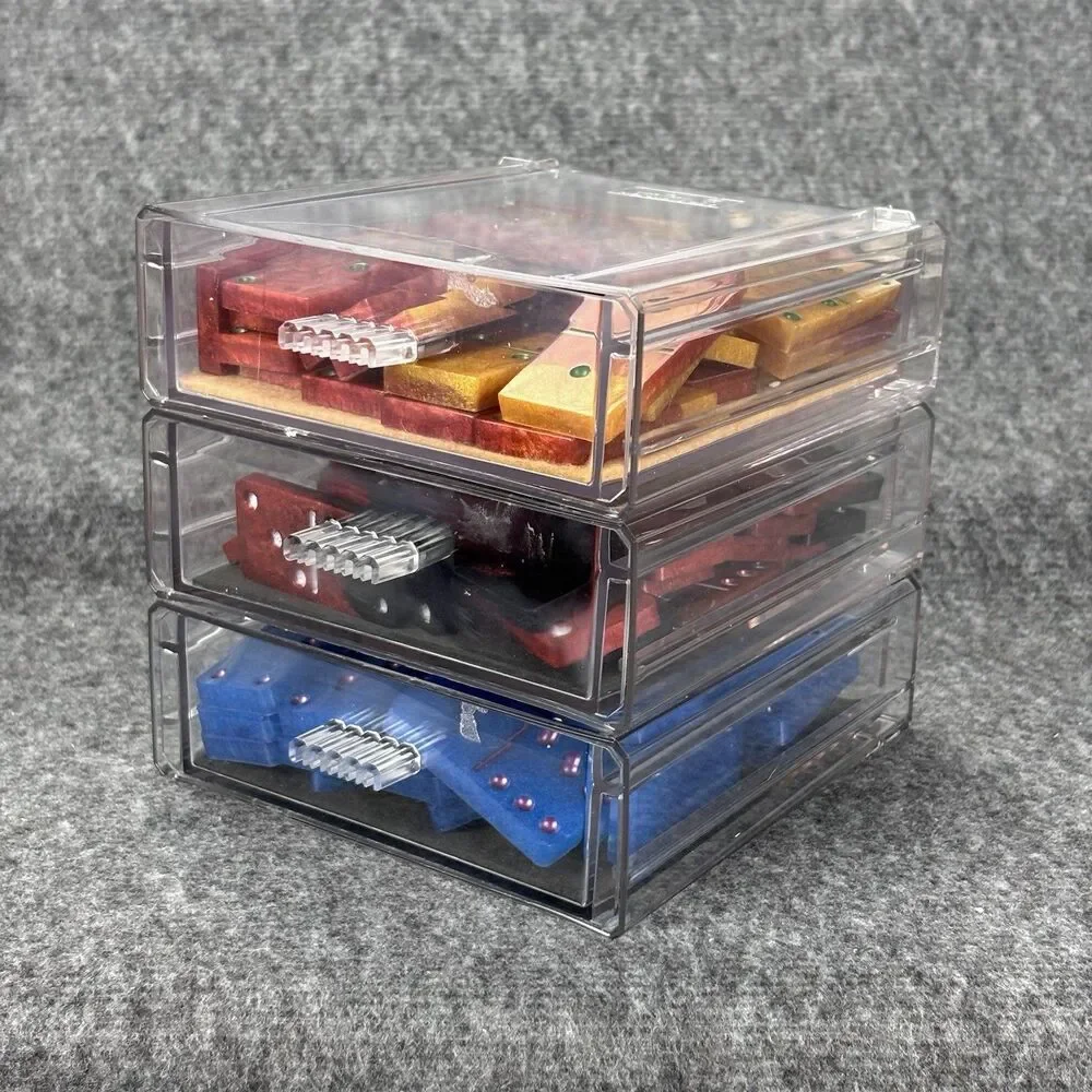 Dominoes Set Lot of 3 Resin Swirl Double Six Domino Games w/ Storage Cases